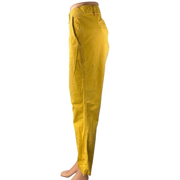 GAP Yellow Straight Leg High Waist Girlfriend Chino Khaki Trousers Pants Size 10 - Picture 2 of 6